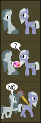 Size: 1194x3556 | Tagged: safe, artist:tomnice, derpibooru exclusive, imported from derpibooru, limestone pie, marble pie, earth pony, pony, 3 panel comic, comic, female, implied big macintosh, implied shipping, implied straight, implied sugar belle, implied sugarmac, mare, no, question mark, siblings, sisters, speech bubble, this will end in death, this will end in pain, this will end in tears, this will end in tears and/or death