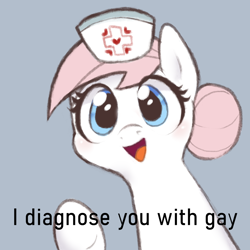 Size: 1160x1160 | Tagged: safe, artist:anondrawpone, nurse redheart, earth pony, pony, dialogue, drawthread, female, hat, mare, open mouth, simple background, solo