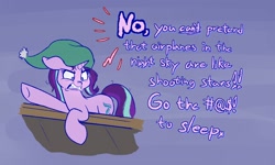 Size: 1750x1050 | Tagged: safe, artist:heir-of-rick, imported from ponybooru, starlight glimmer, pony, unicorn, angry, cap, dialogue, female, hat, implied mordetwi, mare, nightcap, solo