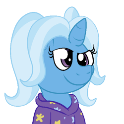 Size: 512x512 | Tagged: safe, artist:xppp1n, imported from ponybooru, part of a set, trixie, pony, unicorn, alternate hairstyle, babysitter trixie, clothes, hoodie