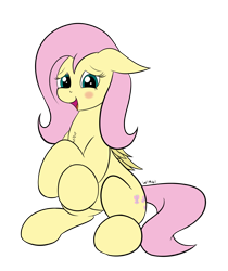 Size: 2111x2509 | Tagged: safe, artist:wapamario63, imported from ponybooru, fluttershy, pegasus, pony, blushing, chest fluff, colored, crossed hooves, cute, female, flat colors, looking at you, mare, shyabetes, simple background, sitting, solo, transparent background