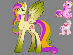 Size: 640x480 | Tagged: safe, artist:horse-time-babey, imported from derpibooru, fluttershy, fluttershy (g3), pegasus, pony, colored wings, female, g3, generation leap, gradient hooves, gradient wings, multicolored hair, redesign, solo, wings