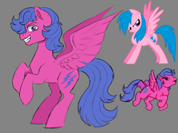 Size: 640x480 | Tagged: safe, artist:horse-time-babey, imported from derpibooru, firefly, pegasus, pony, concept art, female, g1, generation leap, grin, looking at you, raised hoof, rearing, redesign, smiling, solo, spread wings, wings