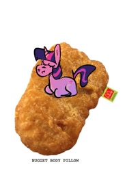 Size: 443x596 | Tagged: safe, artist:keryot, imported from derpibooru, twilight sparkle, pony, unicorn, chicken meat, chicken nugget, eyes closed, female, food, lying down, mare, mcdonald's, meat, ponies in food, prone, simple background, solo, unicorn twilight, white background