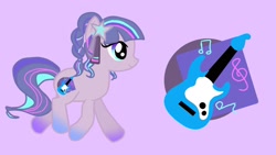 Size: 1920x1080 | Tagged: source needed, safe, artist:naterpene, imported from derpibooru, oc, oc only, oc:melody heart, earth pony, pony, cute, cutie mark, ear piercing, earring, earth pony oc, electric guitar, eyelashes, female, full body, guitar, hooves, jewelry, mare, monochrome, multicolored hair, multicolored mane, music notes, musical instrument, piercing, ponytail, reference sheet, simple background, smiling, solo, tail