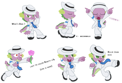 Size: 860x589 | Tagged: safe, artist:twisterth, imported from derpibooru, spike, dragon, absurd resolution, bad (song), billie jean, clothes, cosplay, costume, dancing, flower, grin, hat, heart eyes, implied rarity, jacket, kick, kicking, looking at you, male, michael jackson, michael jackson reference, michael jackson's moonwalker, moonwalk, moonwalker, palette, pose, sega, shoes, simple background, smiling, smiling at you, smooth criminal, solo, spike day, spikeal jackson, suit, transparent background, walking, wingding eyes