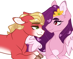 Size: 1414x1142 | Tagged: safe, artist:buttercuplsqueen, imported from derpibooru, pipp petals, sprout cloverleaf, earth pony, pegasus, pony, adorapipp, cute, female, g5, looking at each other, looking at someone, male, mare, my little pony: a new generation, pippsprout, shipping, simple background, sproutbetes, stallion, straight, transparent background