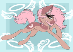 Size: 3289x2337 | Tagged: safe, artist:beamybutt, imported from derpibooru, oc, oc only, earth pony, pony, abstract background, earth pony oc, eyelashes, female, halo, mare, solo