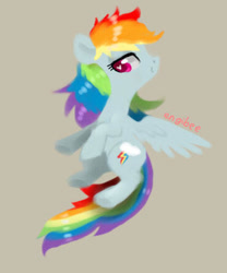 Size: 368x442 | Tagged: safe, artist:kaikururu, imported from derpibooru, rainbow dash, pegasus, pony, brown background, eyelashes, female, heart eyes, mare, rearing, simple background, smiling, solo, wingding eyes