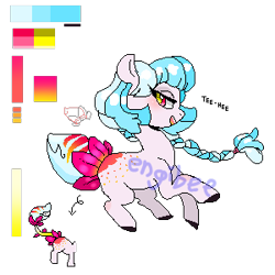Size: 300x300 | Tagged: safe, artist:kaikururu, imported from derpibooru, monster pony, pony, augmented, augmented tail, bedroom eyes, braid, colored hooves, eyelashes, female, mare, pixel art, reference sheet, simple background, smiling, solo, tail, transparent background