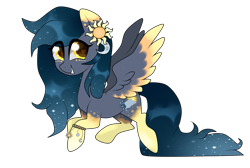 Size: 2041x1372 | Tagged: safe, artist:kaikururu, imported from derpibooru, oc, oc only, pegasus, pony, ethereal mane, eyelashes, female, grin, mare, pegasus oc, simple background, smiling, solo, starry mane, transparent background