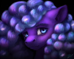 Size: 2300x1840 | Tagged: safe, artist:inarimayer, imported from derpibooru, oc, oc only, earth pony, pony, black background, bust, earth pony oc, female, mare, signature, simple background, smiling, solo