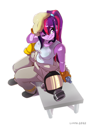 Size: 2661x3800 | Tagged: safe, artist:lummh, imported from derpibooru, oc, oc only, human, equestria girls, clothes, female, firefighter, firefighter helmet, gas mask, helmet, mask, not twilight sparkle, simple background, smiling, solo, suit, uniform, wet