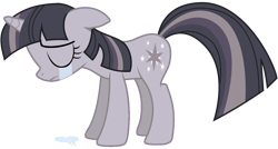 Size: 4096x2199 | Tagged: safe, artist:tomfraggle, artist:wardex101, edit, imported from derpibooru, twilight sparkle, pony, unicorn, the return of harmony, crying, depressed, discorded, discorded twilight, ears back, eyes closed, female, frown, full body, high res, hooves, horn, lonely, mare, sad, scene interpretation, simple background, solo, sorrow, standing, tail, transparent background, twilight tragedy, unicorn twilight, vector