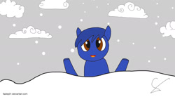 Size: 1949x1075 | Tagged: safe, artist:fazley01, imported from derpibooru, oc, oc only, pony, cloud, snow, snowfall, solo