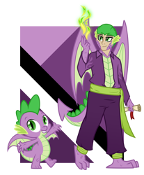 Size: 4800x5800 | Tagged: safe, artist:deroach, imported from derpibooru, spike, dragon, human, abstract background, clothes, equestria project humanized, fire, humanized, scales, show accurate, simple background, tail, tailed humanization, transparent background, vector, winged humanization, winged spike, wings