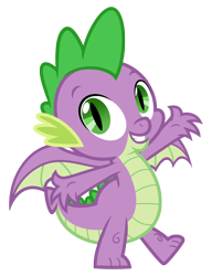 Size: 2000x2600 | Tagged: safe, artist:deroach, imported from derpibooru, spike, dragon, abstract background, grin, high res, male, show accurate, simple background, smiling, solo, standing, standing on one leg, transparent background, vector, winged spike, wings