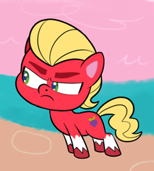 Size: 423x471 | Tagged: safe, artist:malarkey, edit, edited screencap, imported from derpibooru, screencap, sprout cloverleaf, earth pony, pony, my little pony: pony life, angry, chibi, g4.5, g5, g5 to g4.5, i can't believe it's not hasbro studios, male, my little pony: a new generation, solo, stallion, trace