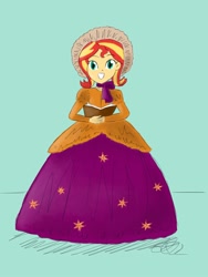 Size: 1500x2000 | Tagged: safe, artist:fude-chan-art, imported from derpibooru, sunset shimmer, equestria girls, caroling, clothes, dress, gown, long dress, long skirt, skirt, solo