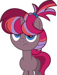 Size: 5203x6800 | Tagged: safe, artist:shootingstarsentry, imported from derpibooru, oc, oc only, oc:nightingale (shootingstarsentry), pony, unicorn, absurd resolution, blue eyes, female, filly, foal, front view, frown, horn, multicolored mane, offspring, parent:moondancer, parent:shadow lock, parents:shadowdancer, simple background, solo, transparent background, unicorn oc, vector