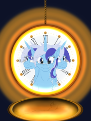 Size: 2400x3200 | Tagged: safe, artist:sixes&sevens, imported from derpibooru, minuette, pony, unicorn, broken glass, fanfic, fanfic art, fanfic cover, glowing, multeity, pocket watch, self paradox, self ponidox