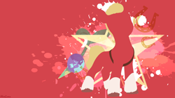 Size: 3840x2160 | Tagged: safe, artist:1alexgreen1, imported from derpibooru, sprout cloverleaf, earth pony, pony, abstract background, cutie mark, g5, male, my little pony: a new generation, red, red background, signature, solo, stallion, stars, wallpaper