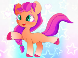 Size: 2048x1536 | Tagged: safe, alternate version, artist:zokkili, imported from derpibooru, sunny starscout, earth pony, pony, spoiler:my little pony: a new generation, chibi, cute, eyelashes, female, g5, mare, my little pony: a new generation, pink mane, solo, sparkly eyes, sunnybetes, wingding eyes