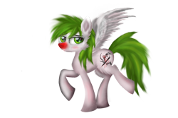 Size: 1800x1200 | Tagged: safe, artist:pisklakozaur, imported from derpibooru, oc, oc only, pegasus, pony, pegasus oc, raised hoof, red nosed, simple background, solo, transparent background, wings