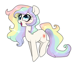 Size: 1257x1049 | Tagged: safe, artist:kaikururu, imported from derpibooru, oc, oc only, earth pony, pony, blushing, cross-eyed, derp, earth pony oc, eyelashes, female, mare, multicolored hair, rainbow hair, simple background, solo, transparent background