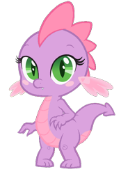 Size: 400x576 | Tagged: safe, artist:queencold, color edit, edit, editor:lunarangel, imported from derpibooru, dragon, baby, baby dragon, barbabetes, colored, cute, dragoness, female, looking at you, rule 63, rule63betes, simple background, solo, spiketta, transparent background, vector