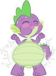 Size: 2160x2919 | Tagged: safe, artist:tgut, imported from derpibooru, spike, dragon, belly, big belly, digestion, fat, fat spike, gemstones, male, simple background, solo, stuffing, transparent background, weight gain