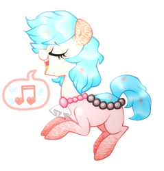 Size: 543x569 | Tagged: safe, artist:kaikururu, imported from derpibooru, oc, oc only, earth pony, pony, earth pony oc, eyelashes, music notes, simple background, smiling, solo, transparent background