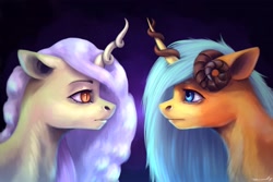 Size: 2560x1707 | Tagged: safe, artist:inarimayer, imported from derpibooru, oc, oc only, pony, unicorn, bust, duo, horn, horns, unicorn oc