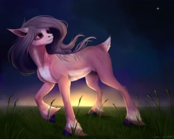 Size: 2560x2048 | Tagged: safe, artist:inarimayer, imported from derpibooru, oc, oc only, pony, looking back, night, outdoors, solo, unshorn fetlocks