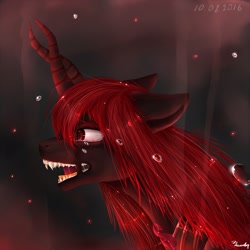 Size: 2160x2160 | Tagged: safe, artist:inarimayer, imported from derpibooru, oc, oc only, oc:marksaline, original species, bust, open mouth, sharp teeth, signature, solo, teeth
