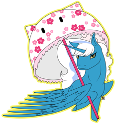 Size: 863x926 | Tagged: safe, artist:saniis, imported from derpibooru, oc, oc:fleurbelle, alicorn, alicorn oc, bow, female, hair bow, horn, mare, simple background, transparent background, umbrella, wings, yellow eyes