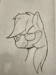 Size: 3120x4160 | Tagged: safe, artist:sefastpone, imported from derpibooru, rainbow dash, pony, bust, female, looking at you, mare, one eye closed, sketch, sunglasses, traditional art, wink, winking at you