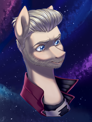 Size: 1134x1500 | Tagged: safe, artist:tigra0118, imported from derpibooru, earth pony, pony, bust, digital art, guardians of the galaxy, male, marvel, peter quill, ponified, portrait, solo, space, stallion, star-lord