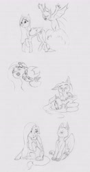 Size: 2476x4713 | Tagged: safe, artist:joestick, imported from derpibooru, oc, oc only, oc:lemony light, bat, fruit bat, pegasus, pony, vampire fruit bat, comic, female, male, mare, monochrome, sketch, stallion, traditional art