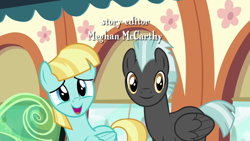 Size: 1920x1080 | Tagged: safe, imported from derpibooru, screencap, helia, thunderlane, pegasus, pony, rainbow falls, season 4, duo, female, looking at you, male, mare, open mouth, stallion