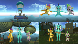 Size: 3840x2160 | Tagged: safe, artist:ponygamer2020, imported from derpibooru, princess ember, smolder, spike, dragon, 3d, assault rifle, backpack, balloon, battle royal, bus, dragon trio, dragoness, ear, falling, female, flying, fn scar, forest, fortnite, grin, gun, happy, horn, island, looking at you, looking down, male, map, parachute, pickaxe, rifle, shotgun, sky, skydiving, smiling, source filmmaker, tail, trio, vehicle, video game, video game crossover, weapon