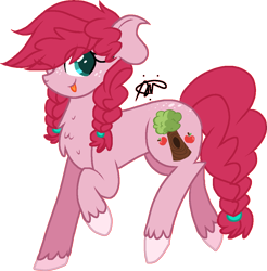 Size: 1105x1122 | Tagged: safe, artist:gallantserver, imported from derpibooru, oc, oc only, earth pony, pony, female, magical lesbian spawn, mare, offspring, parent:applejack, parent:sugar belle, parents:sugarjack, simple background, solo, transparent background