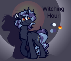 Size: 1244x1063 | Tagged: safe, artist:witchtaunter, imported from derpibooru, oc, oc only, oc:witching hour, pony, unicorn, eyebrows, eyebrows visible through hair, horn, raised hoof, reference sheet, solo, unicorn oc