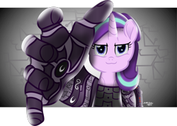 Size: 3304x2353 | Tagged: safe, artist:lincolnbrewsterfan, derpibooru exclusive, imported from derpibooru, starlight glimmer, alicorn, cyborg, pony, unicorn, fallout equestria, fallout equestria: project horizons, my little pony: the movie, .svg available, :3, >:), >:3, alicorn armor, alternate universe, armor, armored pony, artificial hands, artificial wings, augmented, breaking the fourth wall, colored pupils, creepy, cursed emoji, cyber grooves, cyber legs, cybernetic eyes, cybernetic pony, cybernetic wings, cyberpunk, determined, determined face, determined look, determined smile, fanfic art, female, fingernails, fingers, flourish, fourth wall, gradient background, hand, high res, horn, inkscape, level 6 (cognitum) (project horizons), looking at you, mare, meme, moonlight eclipse (project horizons), movie accurate, nc-tv signature, palm, race swap, reaching, recruitment poster, signature, smiling, smiling at you, solo, squint, staring into your soul, svg, the fourth wall cannot save you, upgrade, vector, vector trace, vibe check, wall of tags, we will go deeper, wings