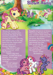 Size: 700x994 | Tagged: safe, imported from derpibooru, skywishes, star surprise, sunny daze (g3), tiddlywink, tra-la-la, zipzee, breezie, pony, blown way!, bumbleberry, comic, g3, greener than green meadow, kite, official, official comic, string, text