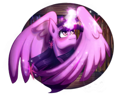 Size: 2160x1620 | Tagged: safe, artist:thunderskeleton13, imported from derpibooru, twilight sparkle, alicorn, pony, bust, female, glowing, glowing horn, horn, mare, portrait, smiling, solo, twilight sparkle (alicorn)