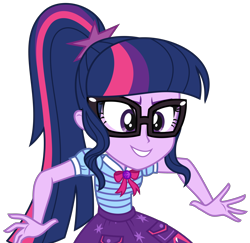 Size: 2978x2894 | Tagged: safe, artist:sketchmcreations, imported from derpibooru, sci-twi, twilight sparkle, equestria girls, equestria girls series, holidays unwrapped, spoiler:eqg series (season 2), bowtie, female, geode of telekinesis, glasses, magical geodes, simple background, smiling, the cider louse fools, transparent background, vector