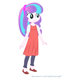 Size: 1600x2028 | Tagged: safe, artist:nightdrawing21, edit, editor:enrique zx, imported from derpibooru, princess flurry heart, equestria girls, background removed, clothes, cute, equestria girls-ified, female, multicolored hair, older, older flurry heart, outfit, show accurate, simple background, smiling, solo, spanish description, transparent background, vector