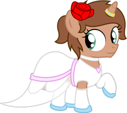 Size: 2554x2272 | Tagged: safe, artist:peternators, imported from derpibooru, oc, oc only, oc:heroic armour, pony, clothes, collar, colt, crossdressing, dress, fake eyelashes, femboy, flower, flower filly, foal, frilly socks, horn, horn ring, jewelry, male, raised hoof, ring, rose, shoes, simple background, socks, solo, thigh highs, transparent background