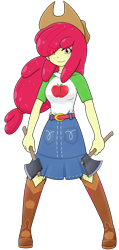 Size: 1049x2196 | Tagged: safe, alternate version, artist:batipin, imported from derpibooru, part of a set, apple bloom, equestria girls, equestria girls series, axe, clothes, clothes swap, female, simple background, solo, transparent background, weapon